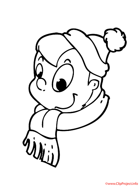 Boy coloring sheet winter