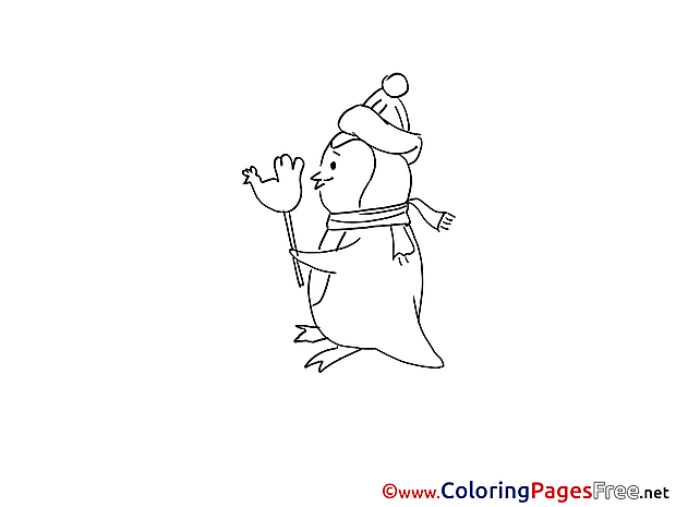 Candy Penguin Winter printable Coloring Pages