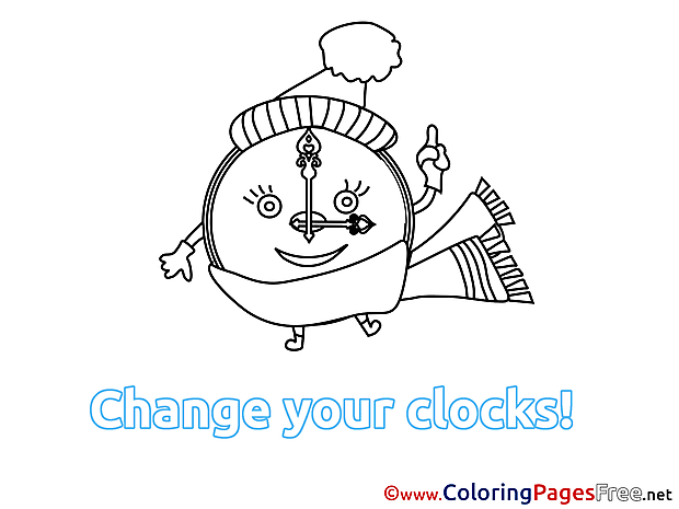 Clock Winter Coloring Sheets free