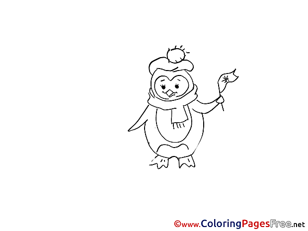 Flag Penguin Winter  free Coloring Sheets