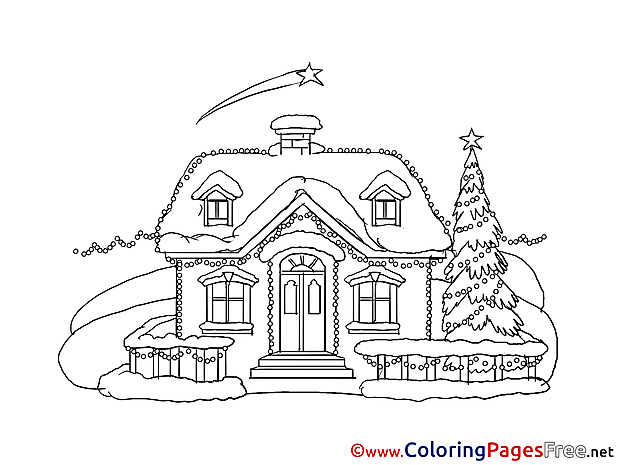 House Winter Colouring Sheet download