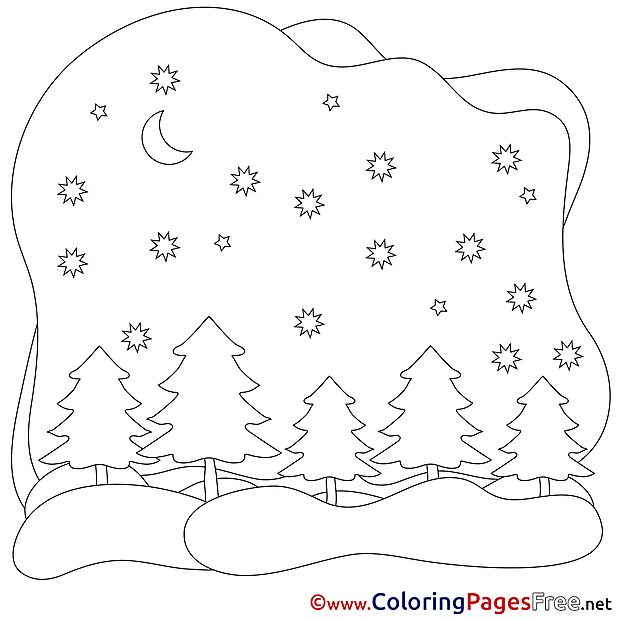 Night Winter Colouring Sheet free