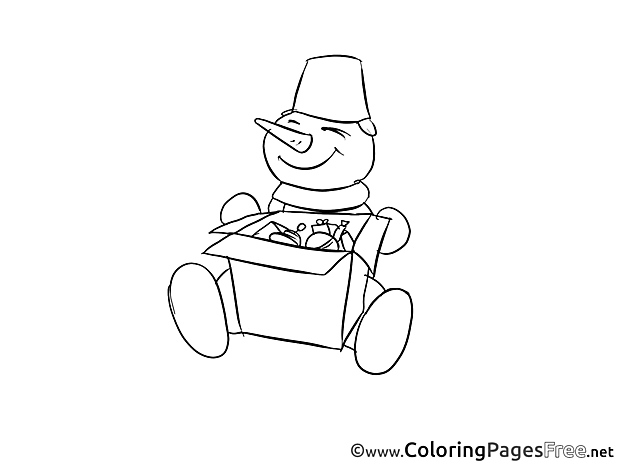 Present Winter Snowman free Coloring Pages