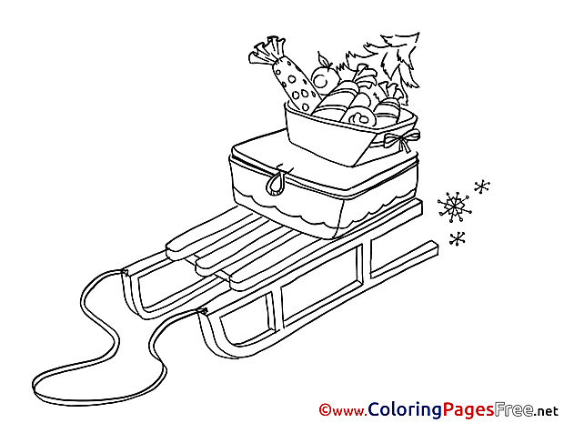 Presents Winter  Sleigh free Coloring Sheets