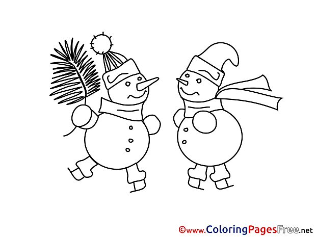 Snowmen Winter Coloring Page for Kids