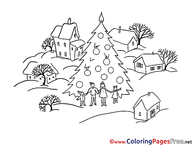 Village Winter free Coloring Sheets