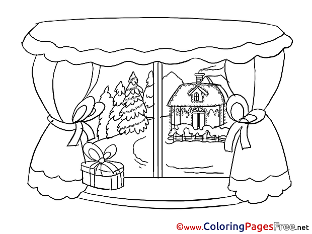 Window Winter printable Coloring Pages