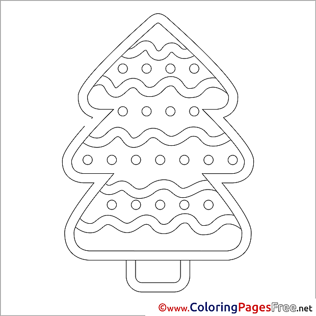 Winter Christmas Tree free Colouring Page