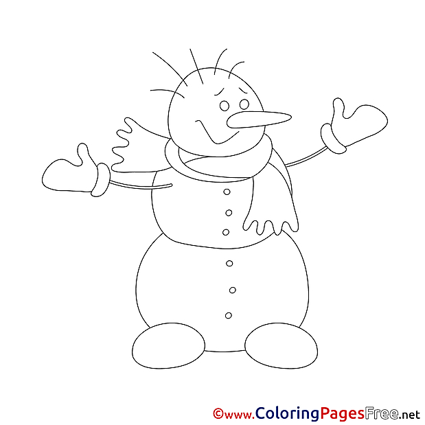 Winter Snowman Colouring Page for Kids