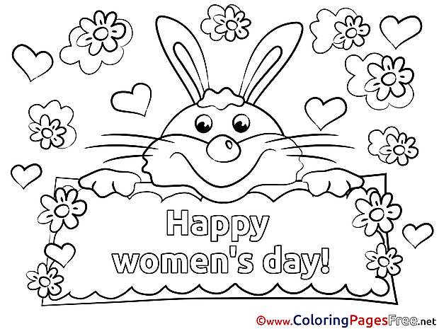 Bunny printable Coloring Pages Women's Day
