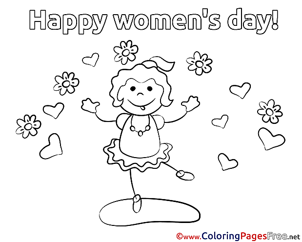 Dance Girl Kids Women's Day Coloring Pages
