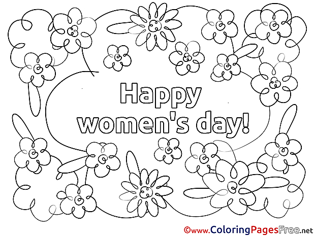 Flowers Colouring Sheet download Women's Day