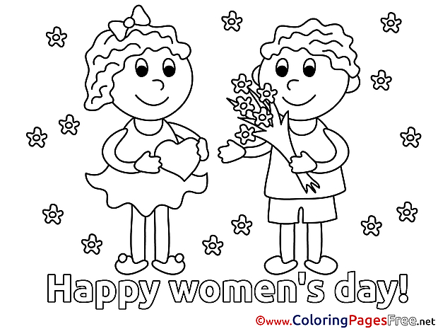 Kids Coloring Sheets Women's Day free