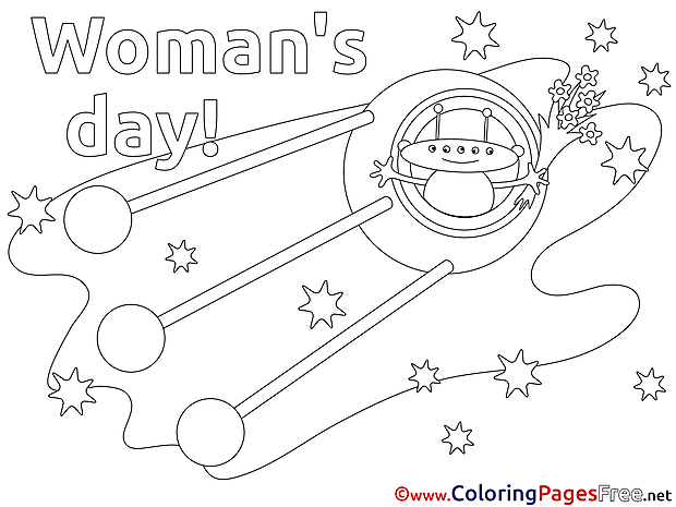 Space Rocket Colouring Sheet download Women's Day