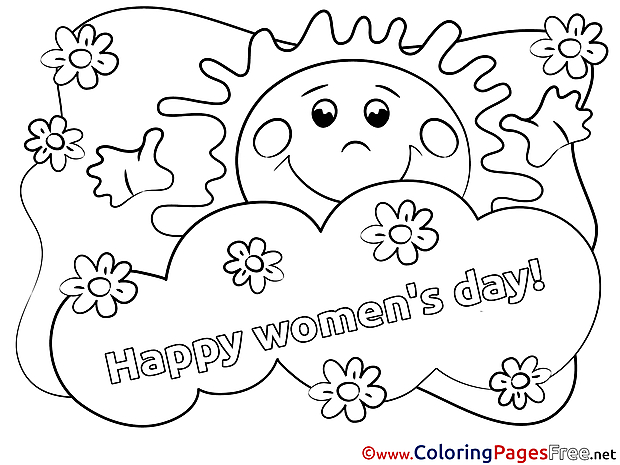 Sun Colouring Page Women's Day free