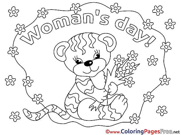 Tiger download Women's Day Coloring Pages