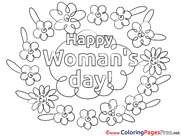 Women's Day Flowers Coloring Pages free