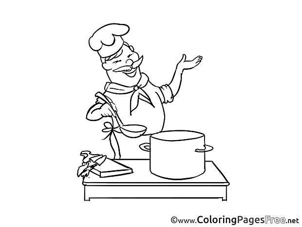 Cook printable Coloring Pages for free