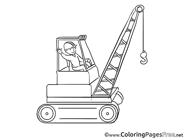 Crane Operator Kids free Coloring Page