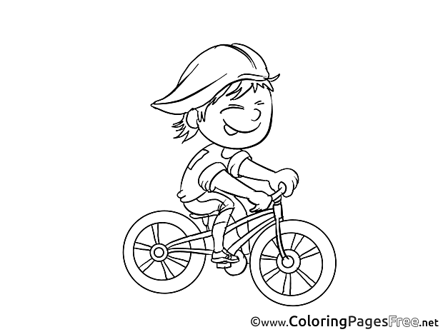 Cyclist Children download Colouring Page