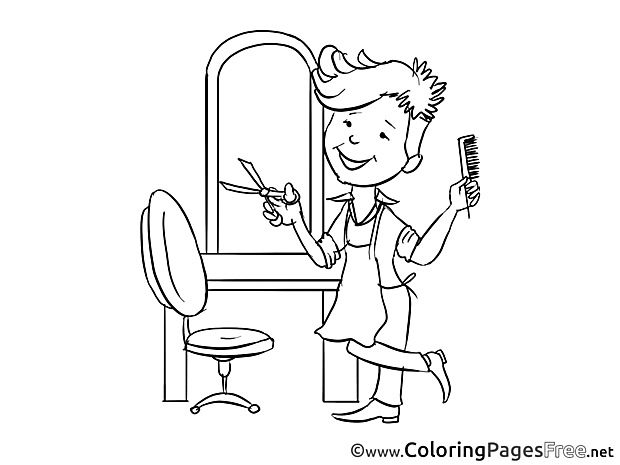 Hairdresser free Colouring Page download