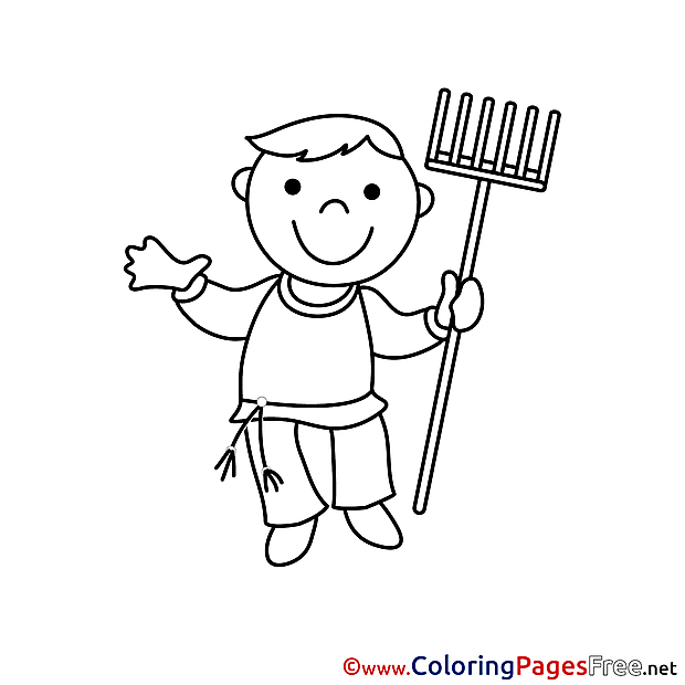 Kids free Coloring Page Gardener