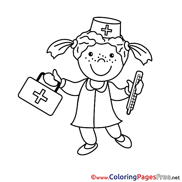 Nurse download Colouring Sheet free