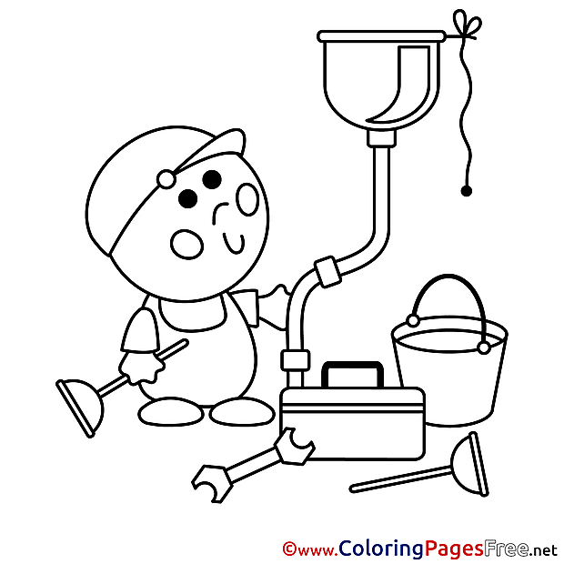 Plumber Kids free Coloring Page