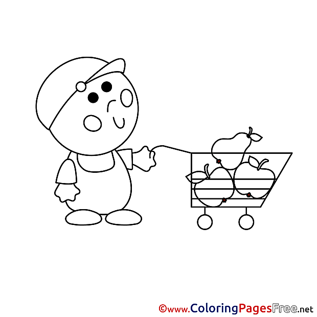 Shopping Kids free Coloring Page