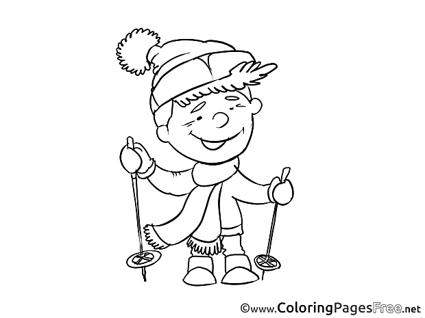 Skier Colouring Sheet download Invitation