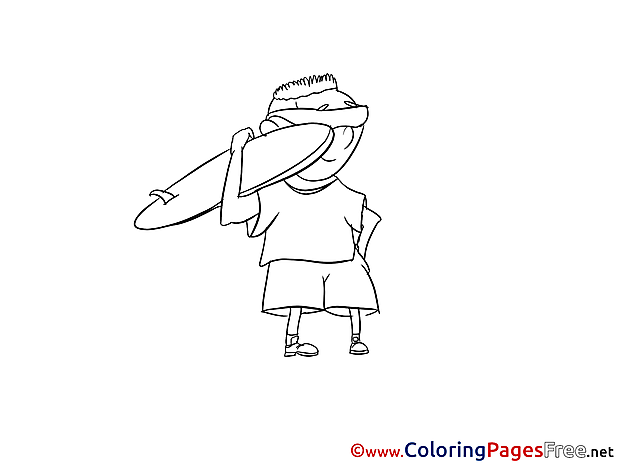 Surfer Colouring Page Invitation free