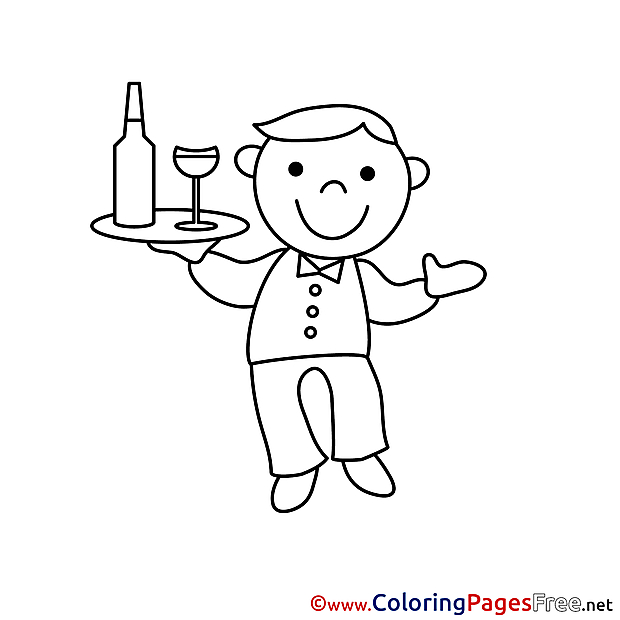 Waiter Children download Colouring Page