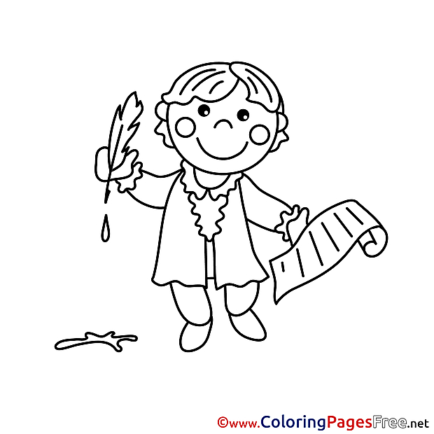 Writer free Colouring Page download