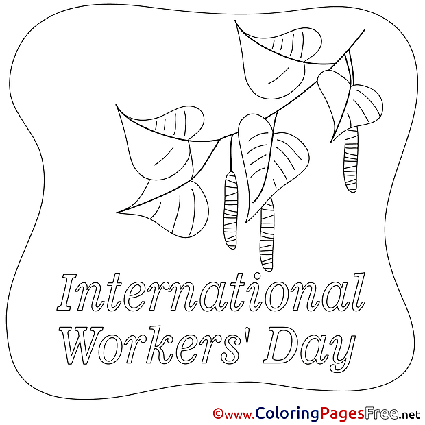 Children Workers Day Colouring Page Leaves