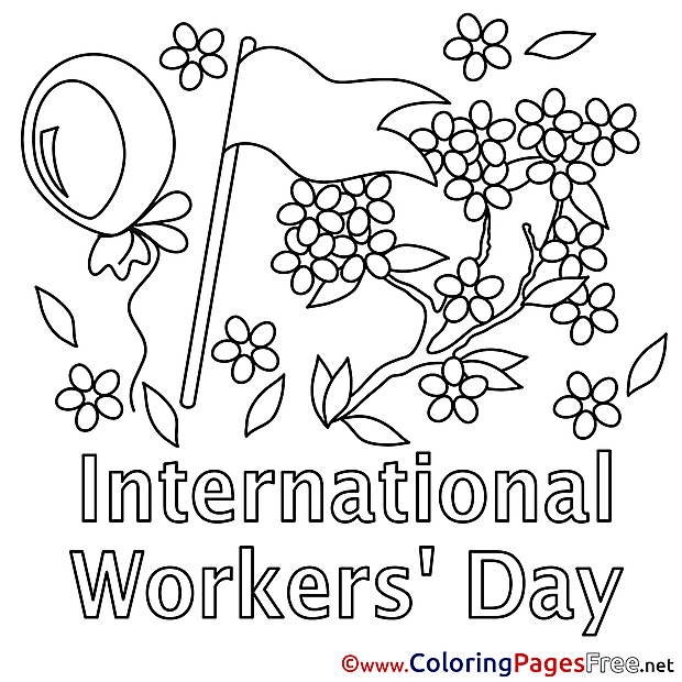 Flag printable Coloring Pages Workers Day