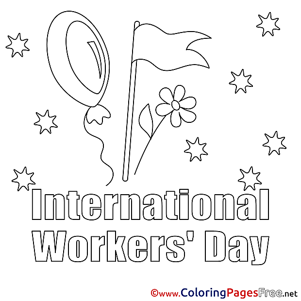 Flag printable Workers Day Coloring Sheets