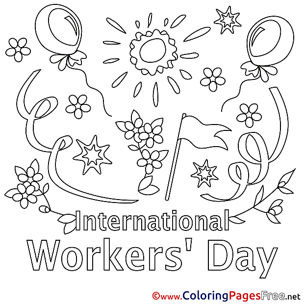 For Kids Workers Day Holiday Colouring Page