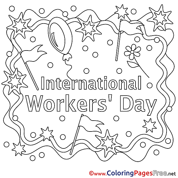 Holiday Colouring Page Workers Day free