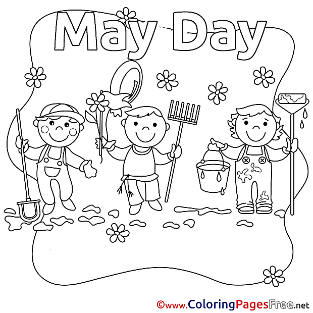 May Day download Workers Day Coloring Pages