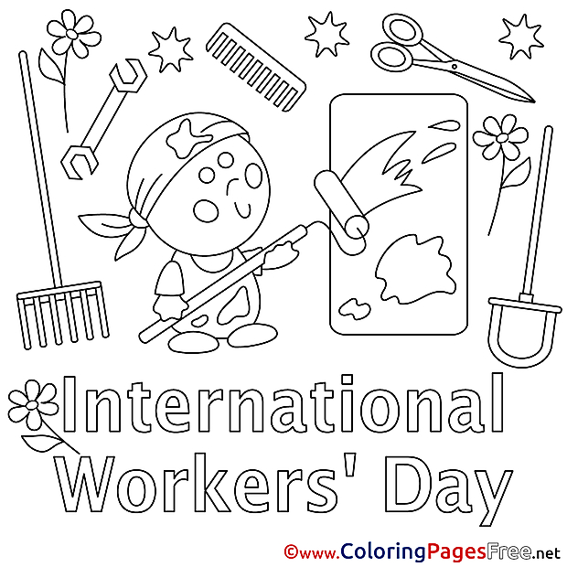 Painter Workers Day Colouring Sheet free