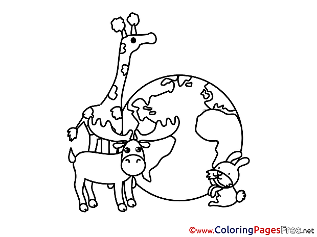 Animals Planet Colouring Page printable free