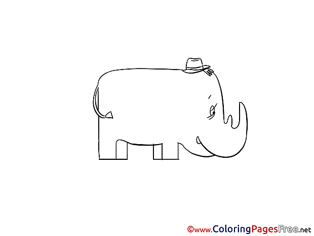 Illustraton Rhino printable free Colouring Page