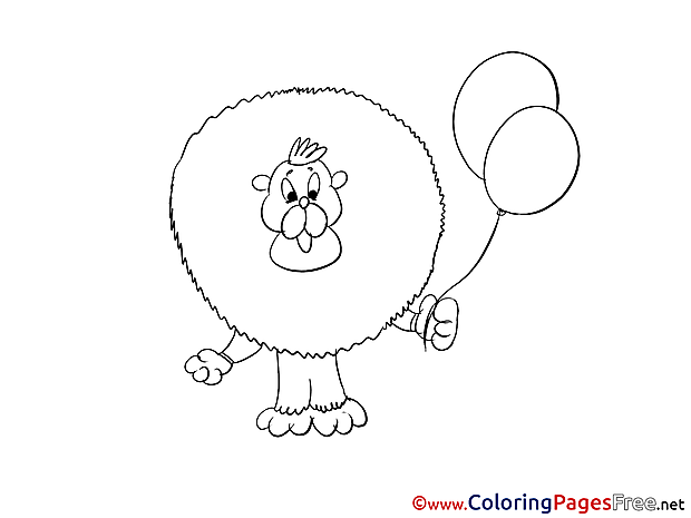 Lion Balloon free printable Coloring Sheets