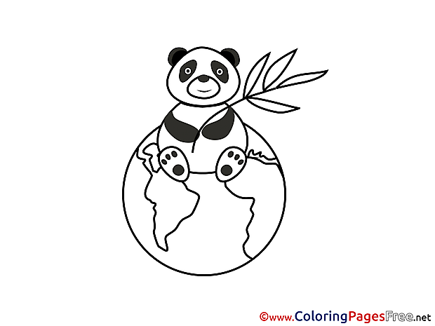 Panda Globe  Coloring Pages for free