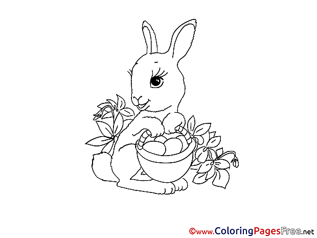 Rabbit Flowers printable Colouring Page for Kids