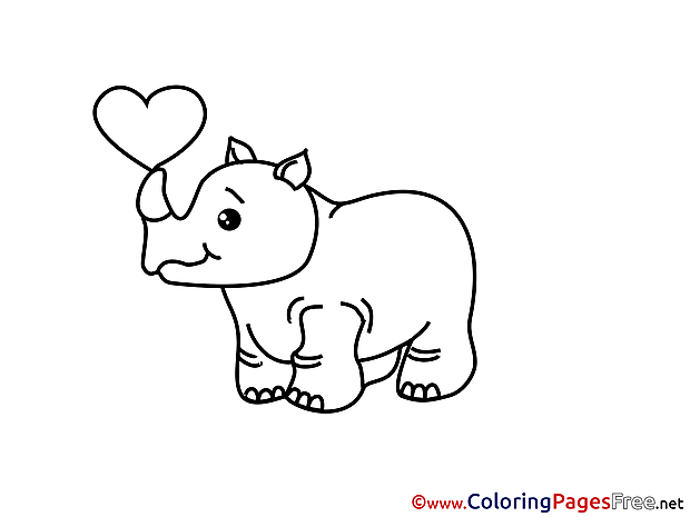 Rhino free Coloring Page for Kids