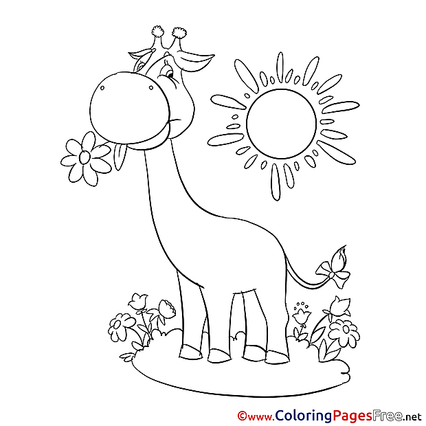 Sun Giraffe free Colouring Page download