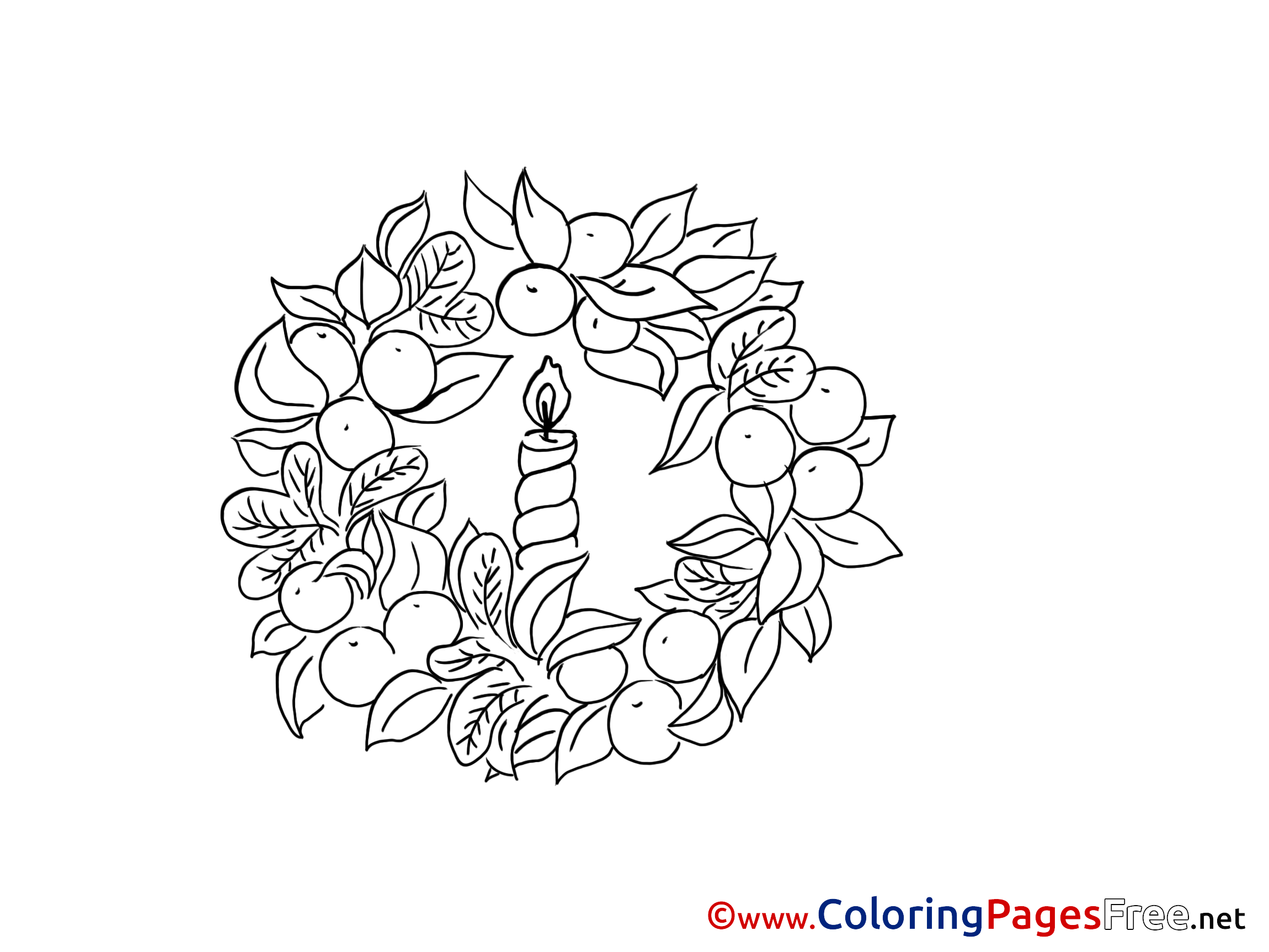 Wreath Colouring Sheet download Advent