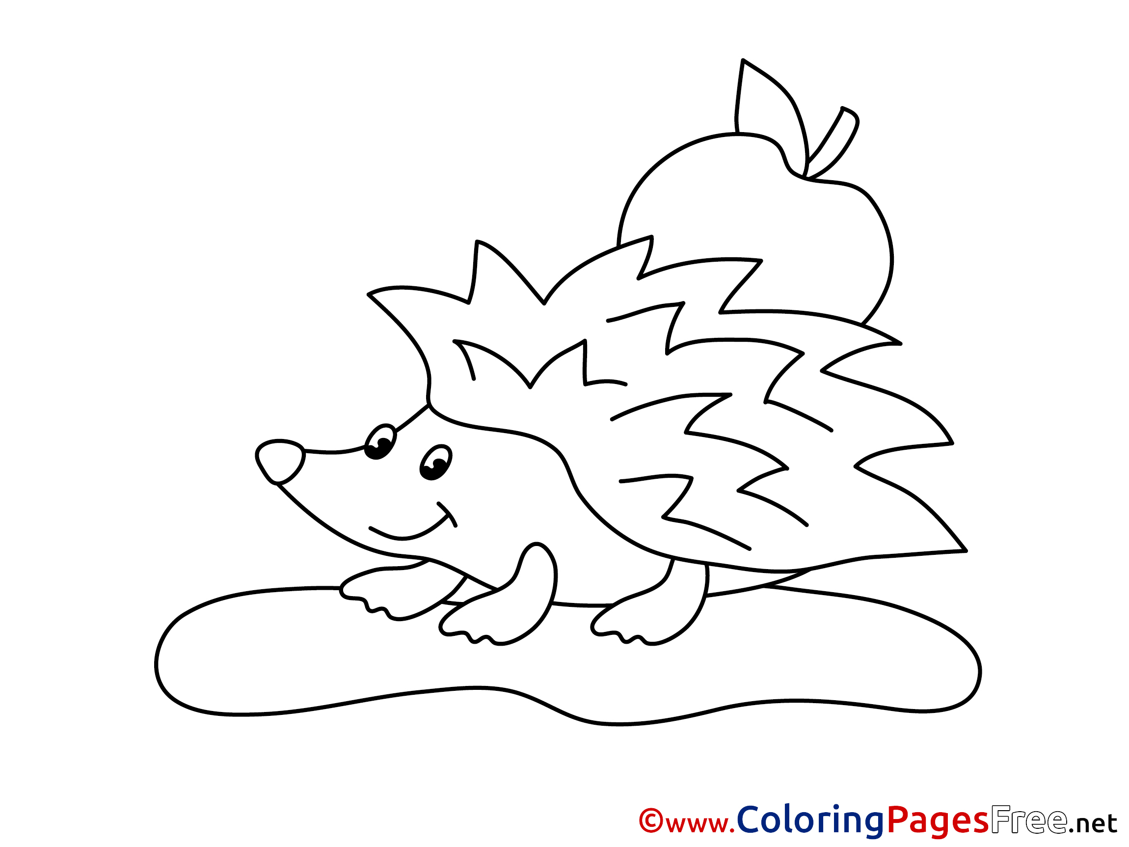 Apple Hedgehog Children Download Colouring Page