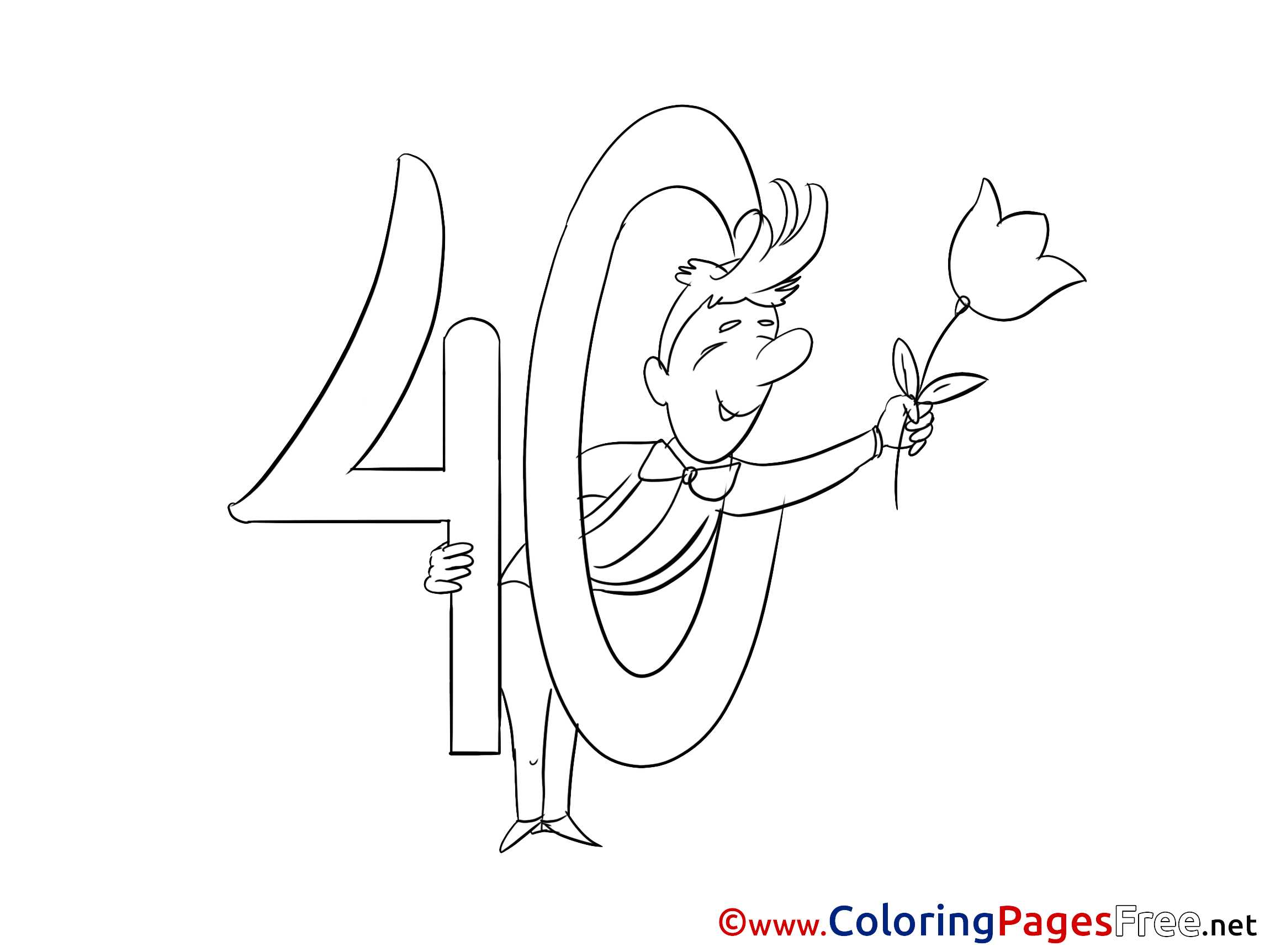 40 Years Printable Coloring Pages Birthday